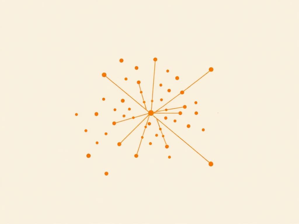 Editorial illustration of scattered dots connecting into a clear pattern